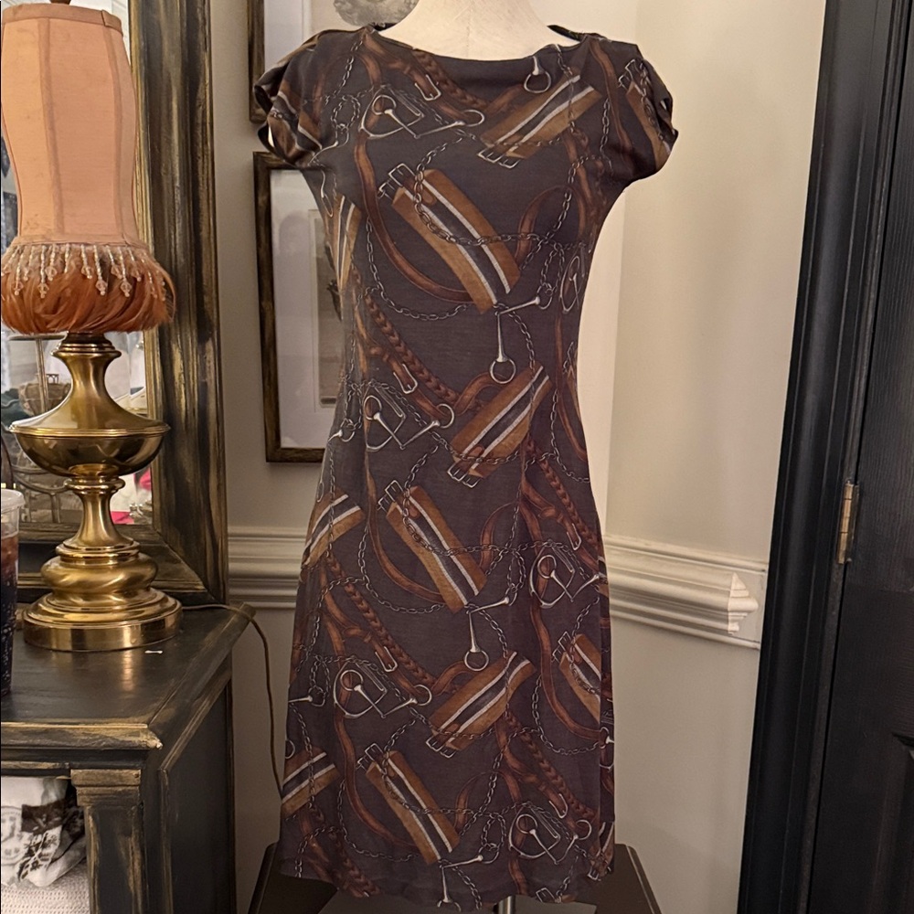 Lauren Ralph Lauren Brown Equestrian-Print Midi Dress